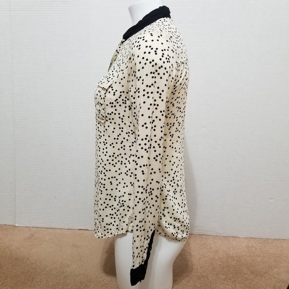Maeve top 0 Bagatelle Button Down polka dot print long sleeve Anthropologie - Picture 2 of 16